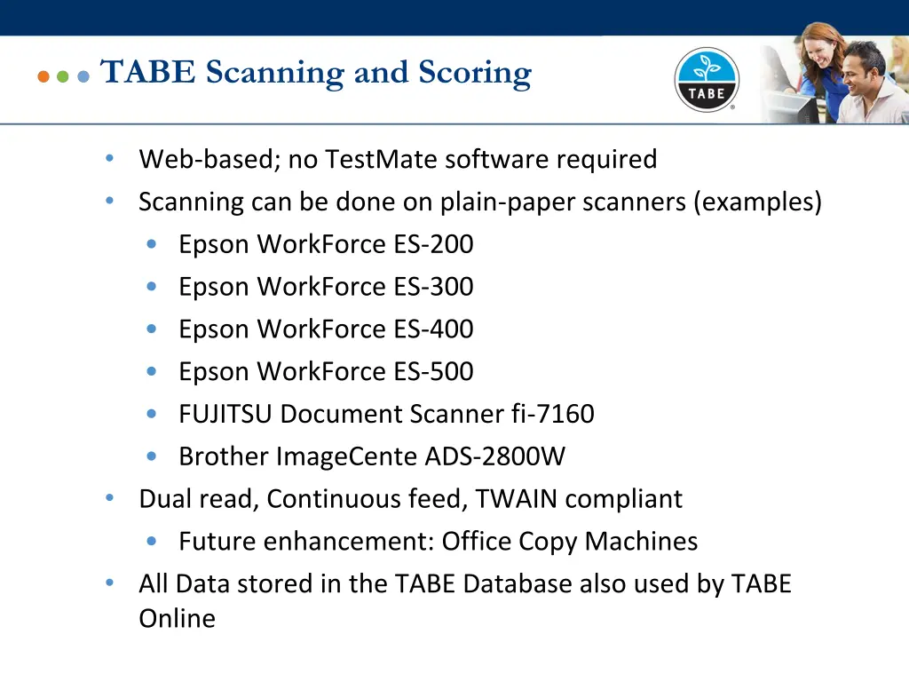 tabe scanning and scoring