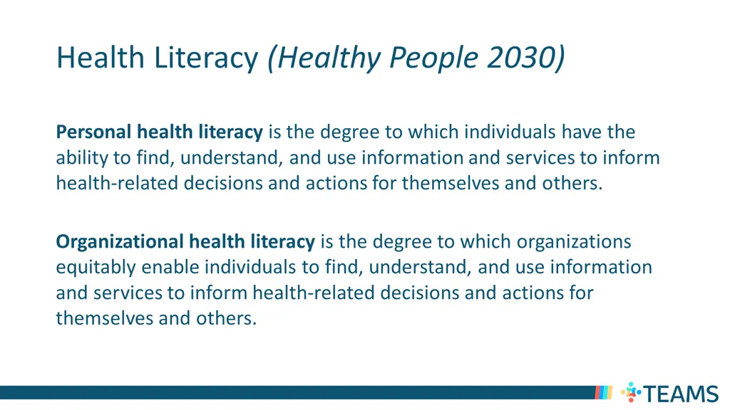 health literacy healthy people 2030