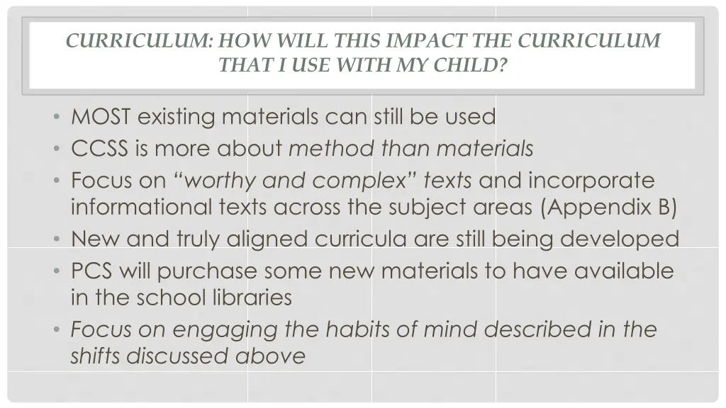 curriculum how will this impact the curriculum