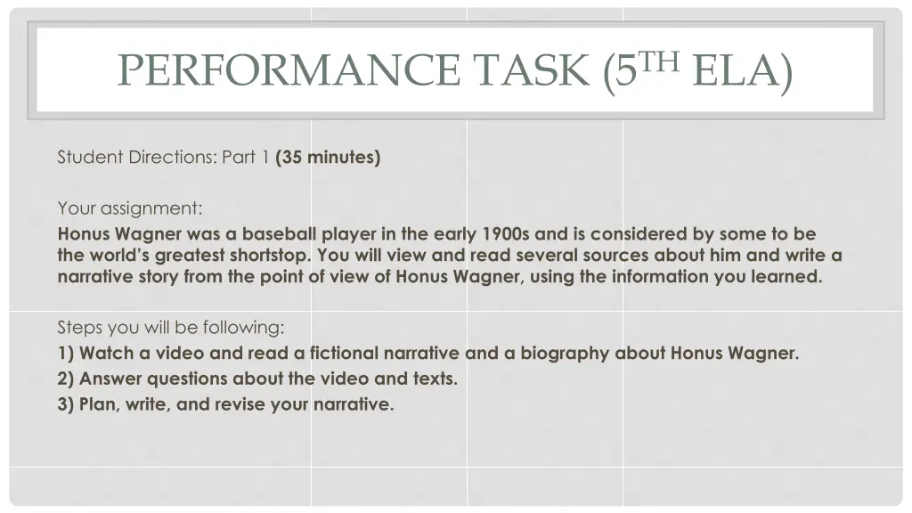 performance task 5 th ela