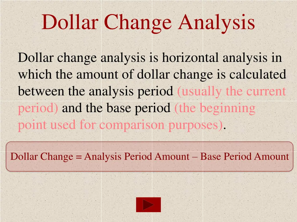 dollar change analysis