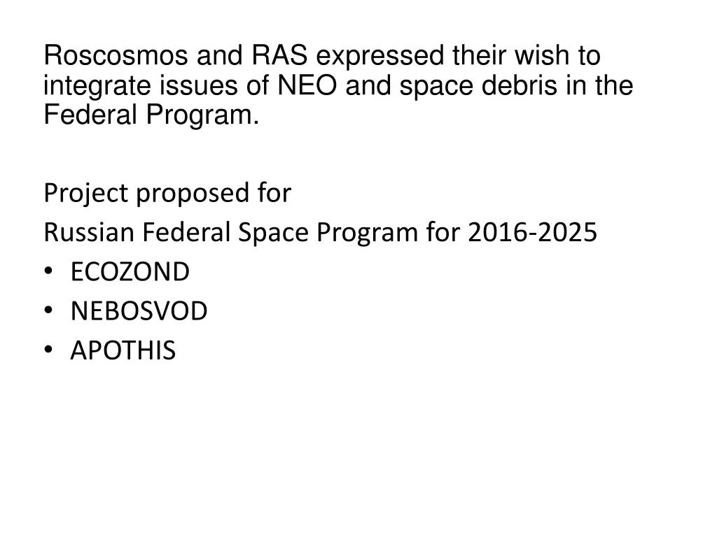 roscosmos and ras expressed their wish