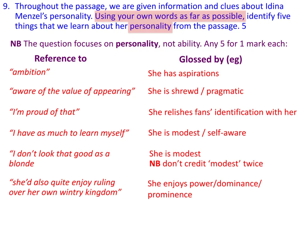 9 throughout the passage we are given information 2