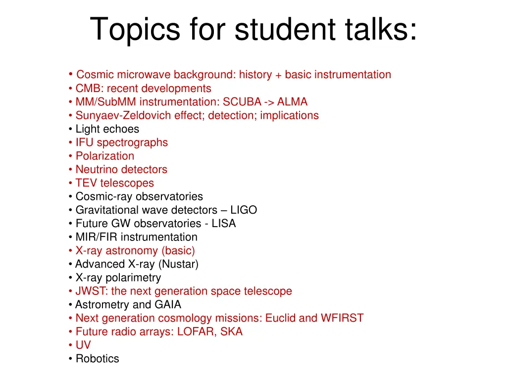 topics for student talks