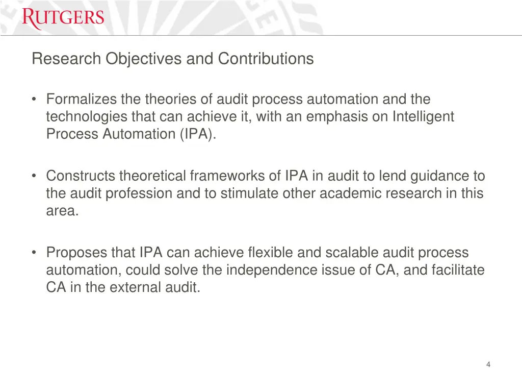 research objectives and contributions