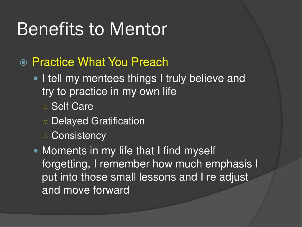 benefits to mentor 1