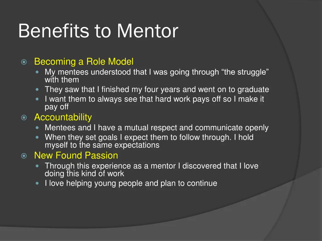 benefits to mentor
