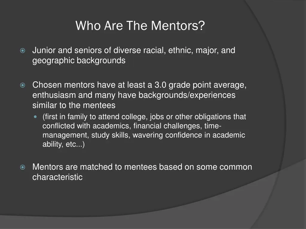 who are the mentors