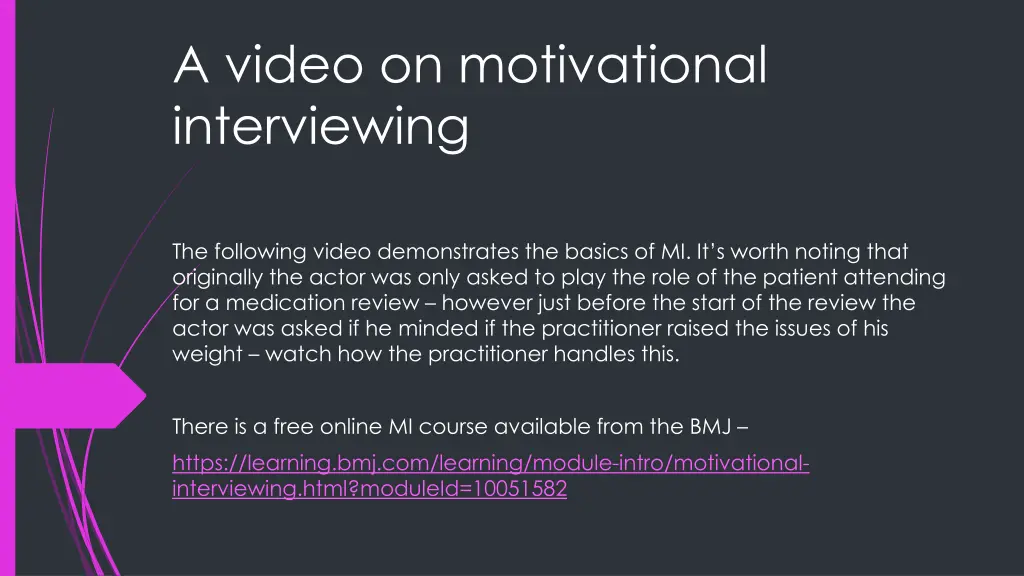 a video on motivational interviewing