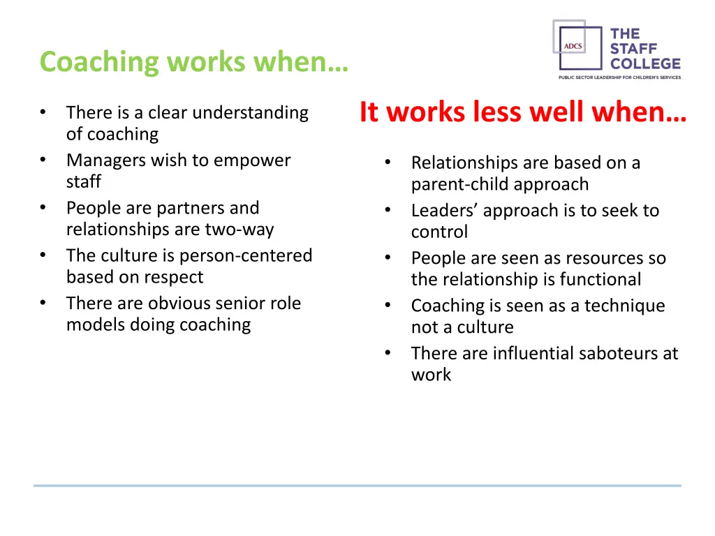 coaching works when