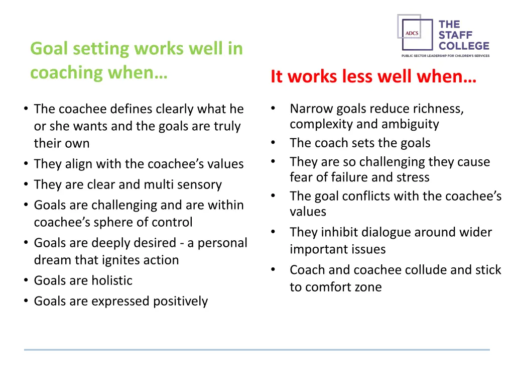 goal setting works well in coaching when
