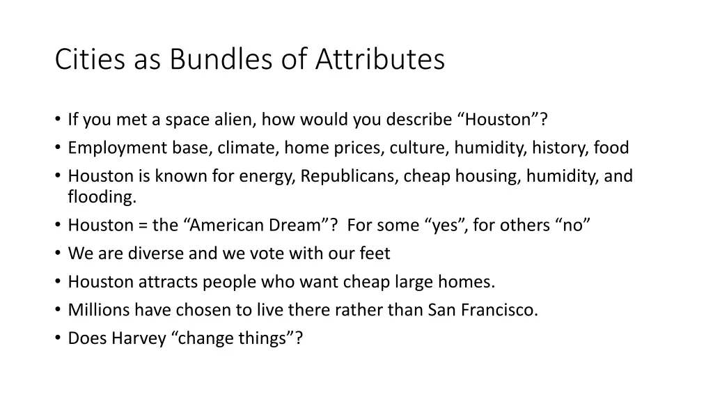 cities as bundles of attributes