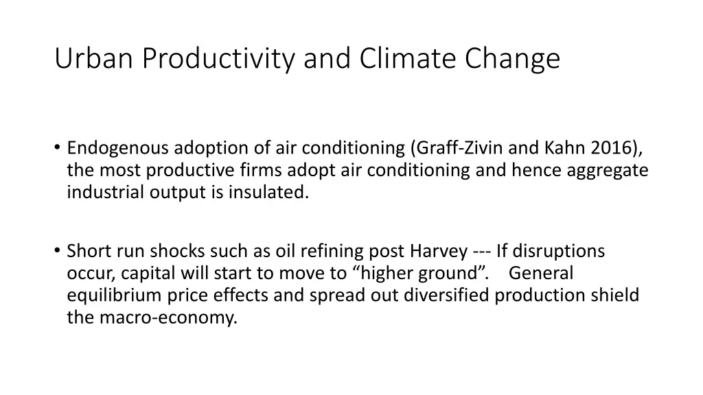 urban productivity and climate change
