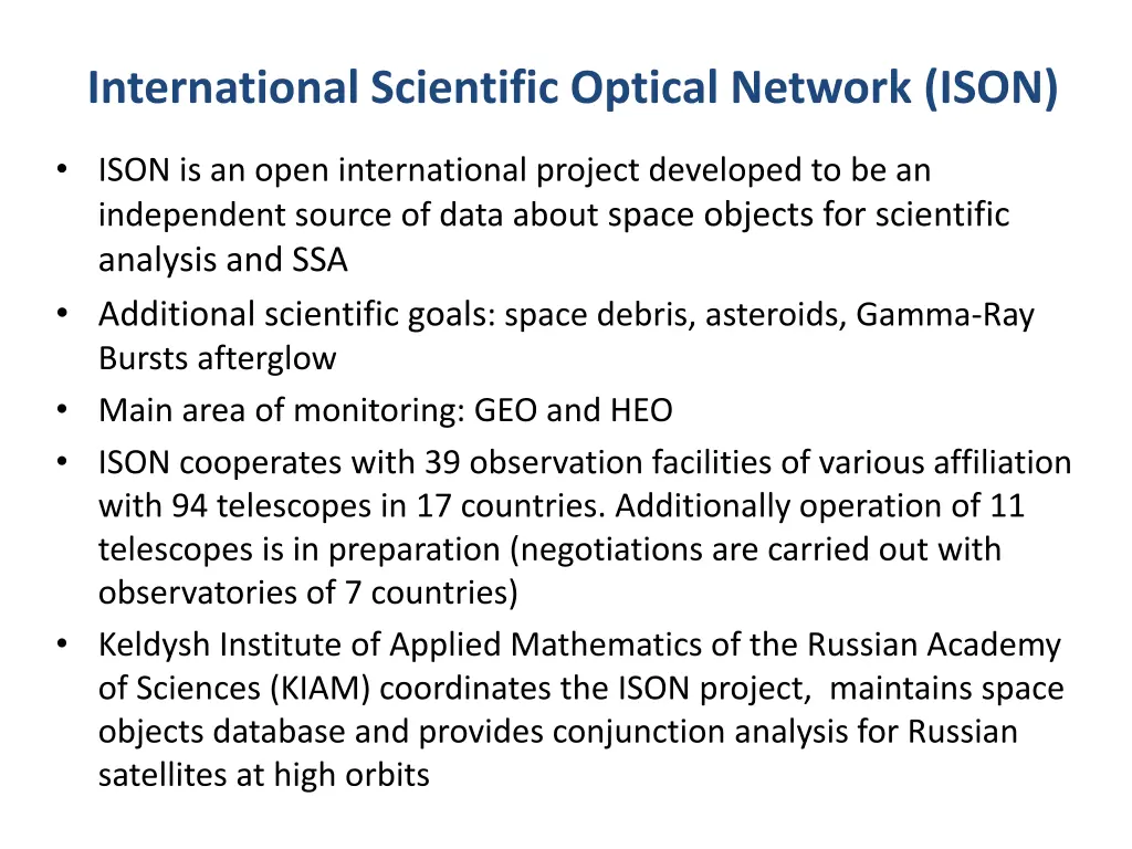 international scientific optical network ison