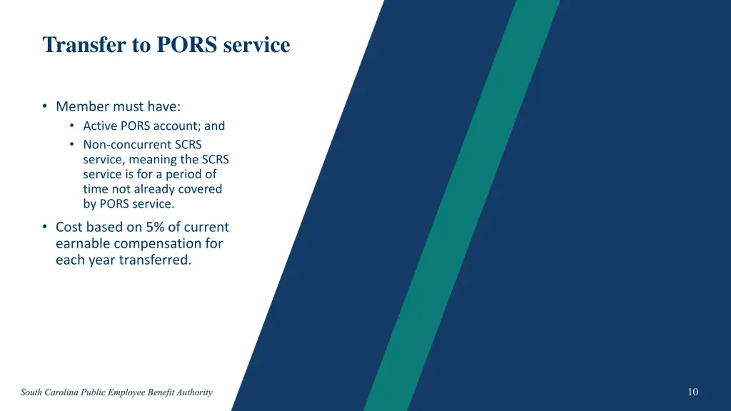 transfer to pors service