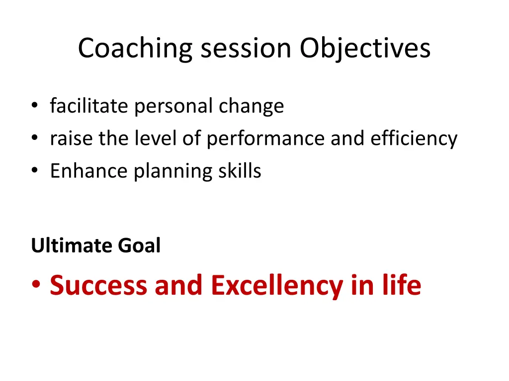 coaching session objectives