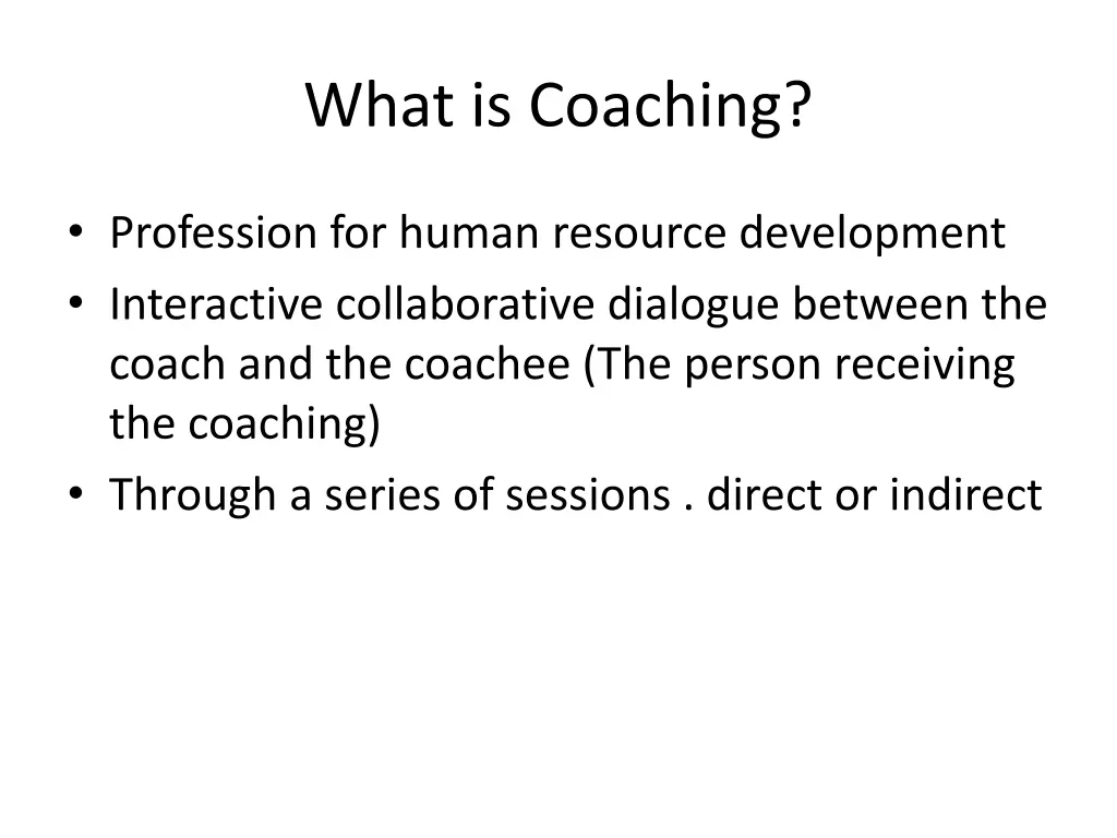what is coaching 1