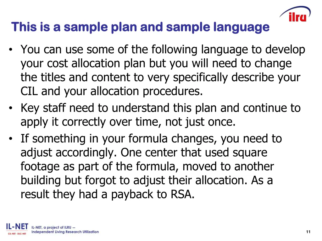 this is a sample plan and sample language this