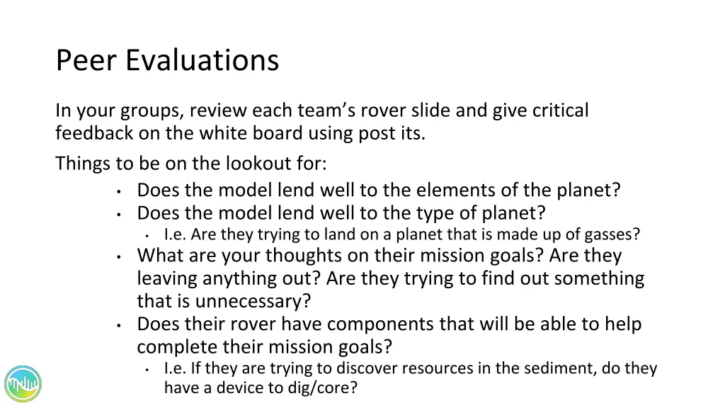 peer evaluations