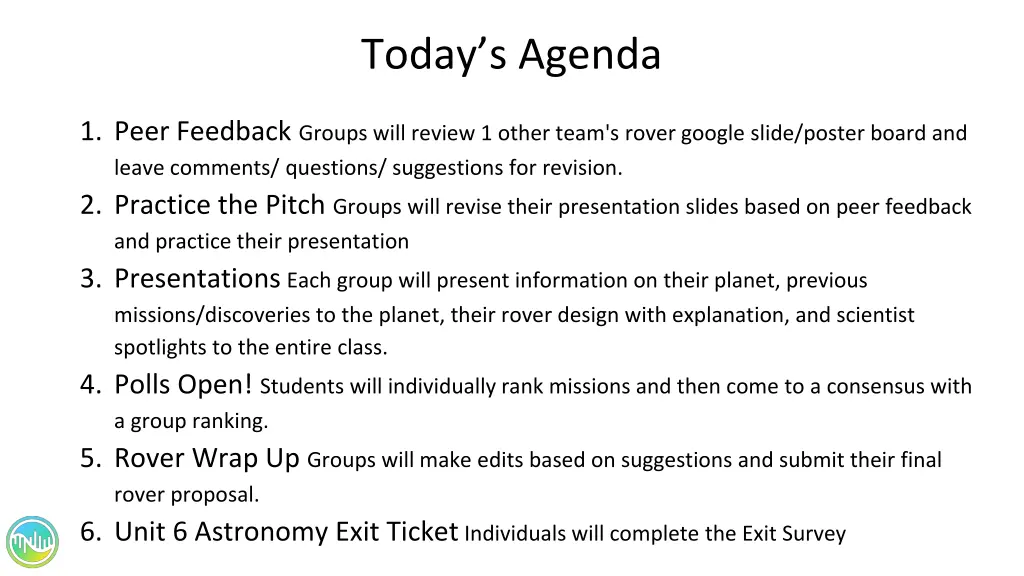 today s agenda