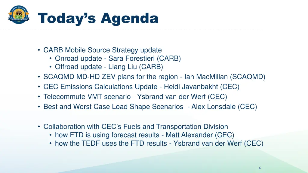 today s agenda