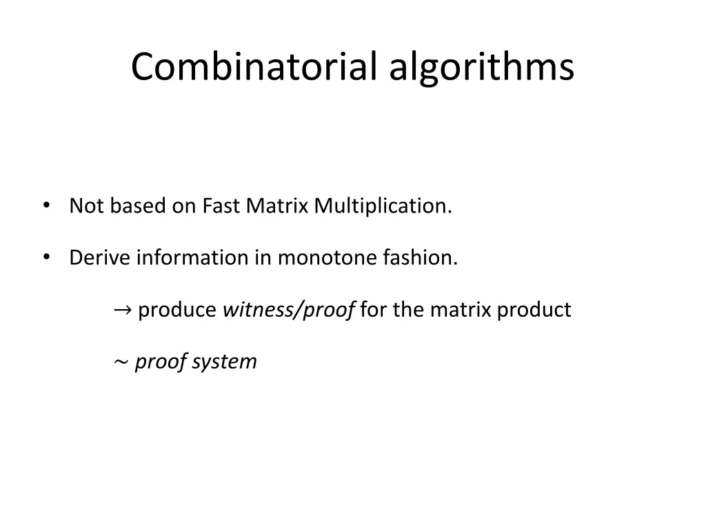 combinatorial algorithms