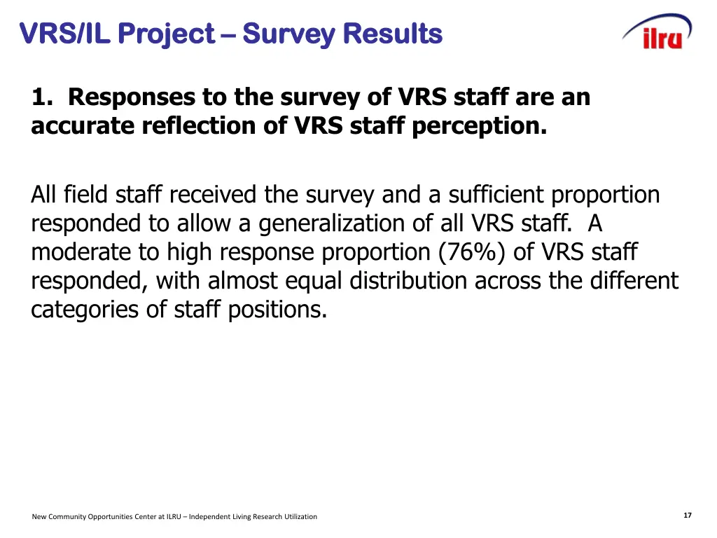 vrs il project vrs il project survey results