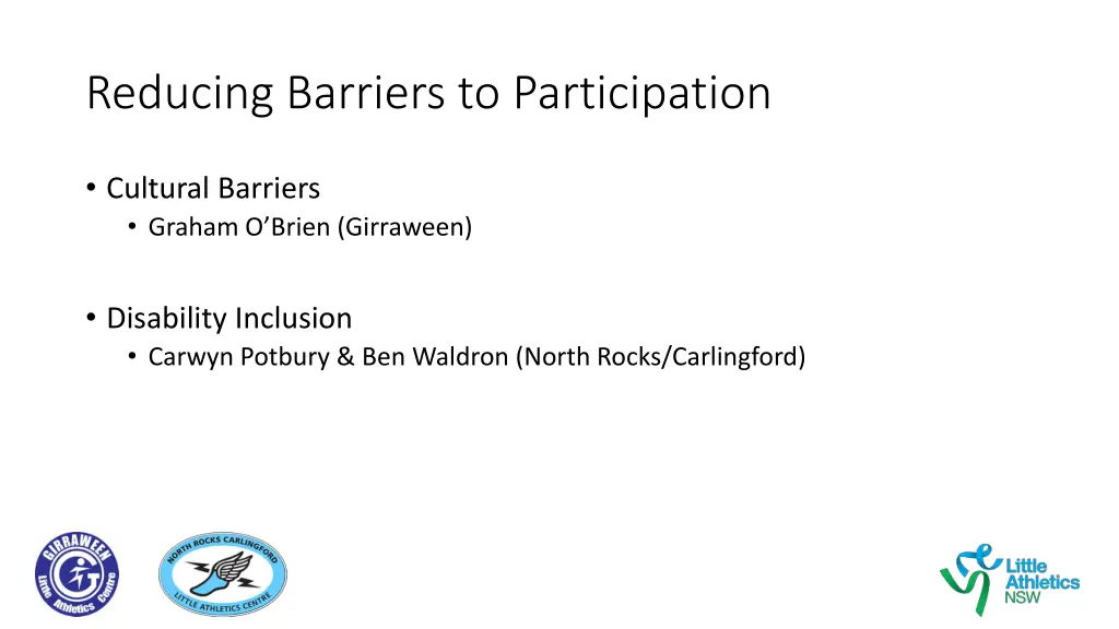 reducing barriers to participation 1