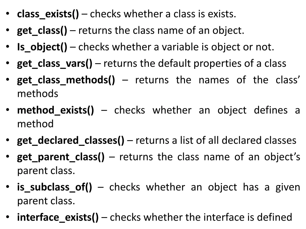 class exists checks whether a class is exists