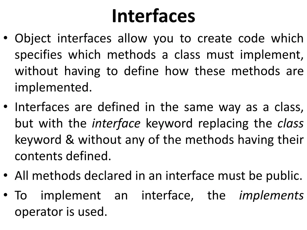 interfaces