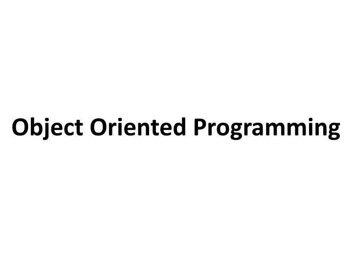 object oriented programming