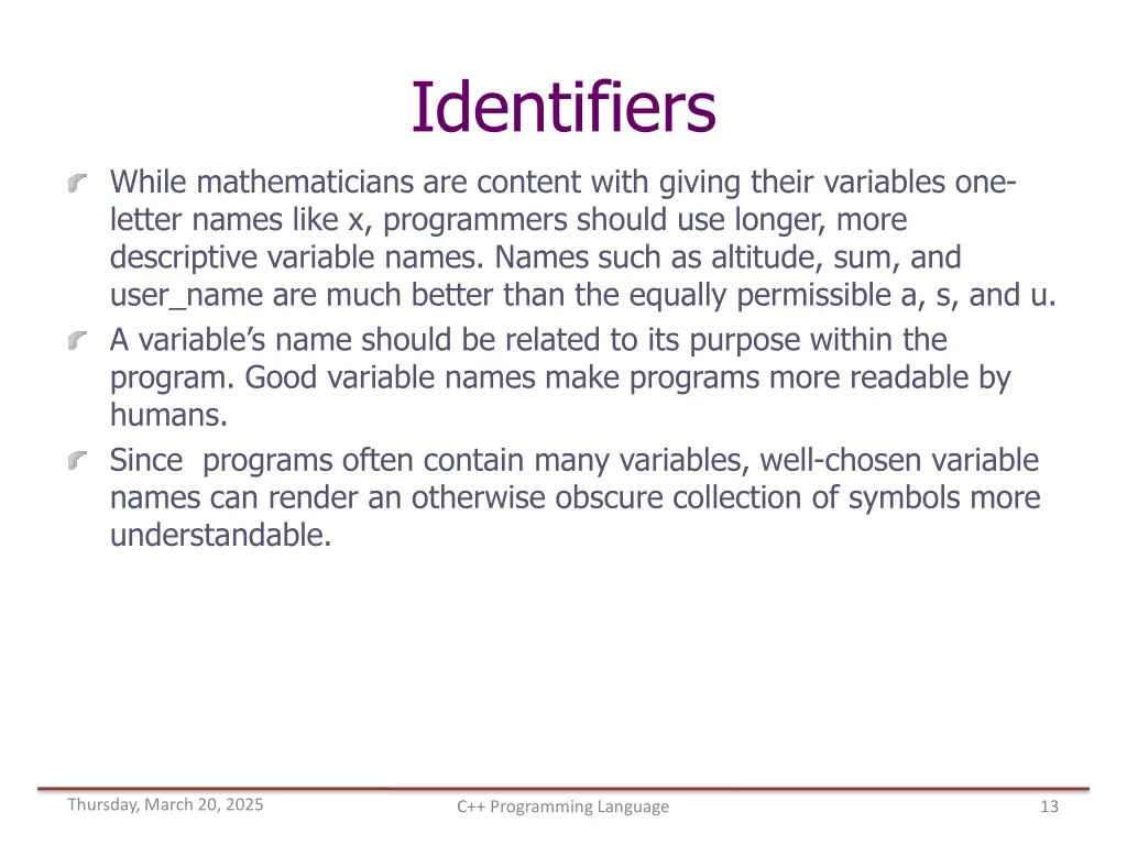 identifiers