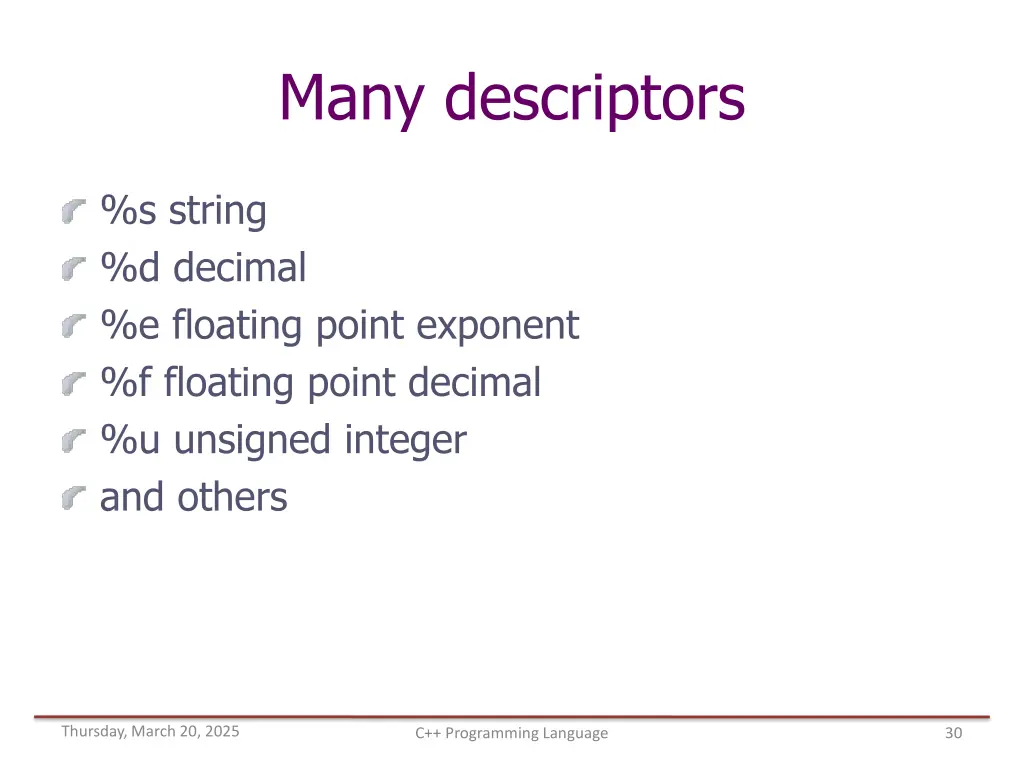 many descriptors
