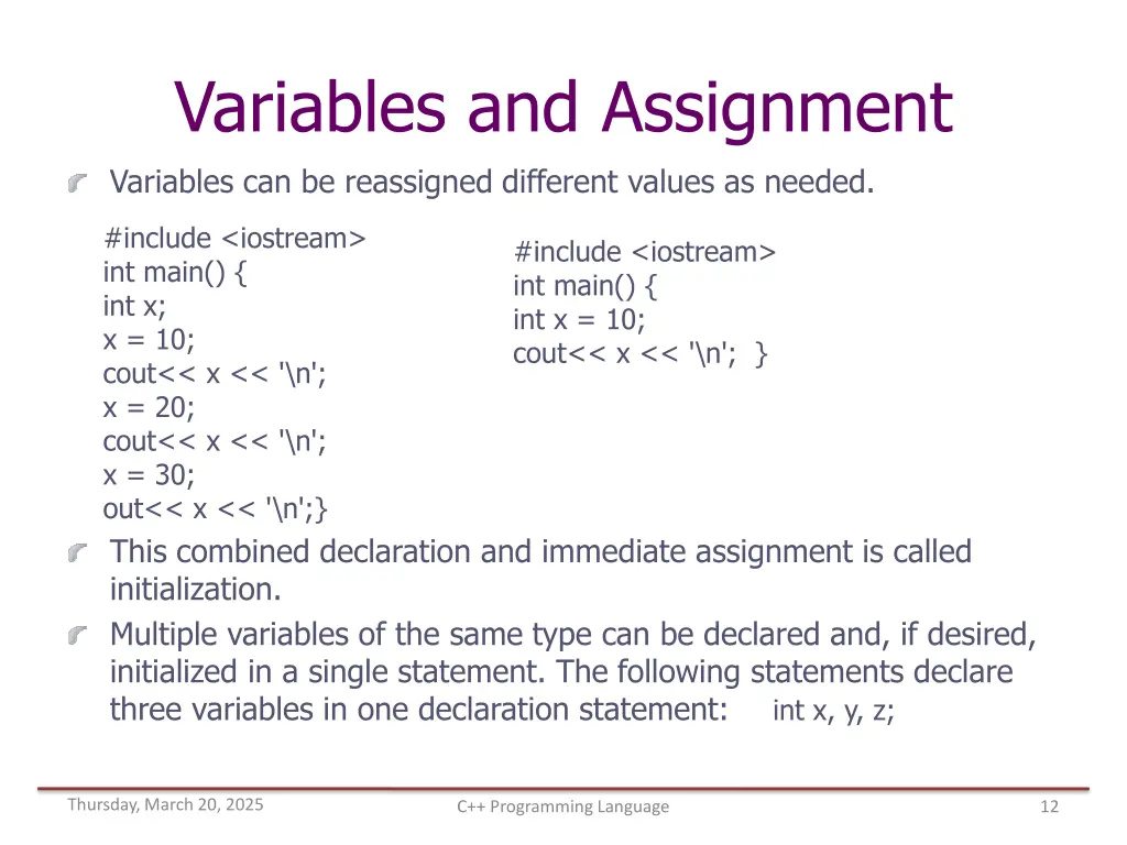 variables and assignment variables