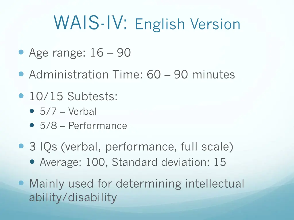 wais iv english version
