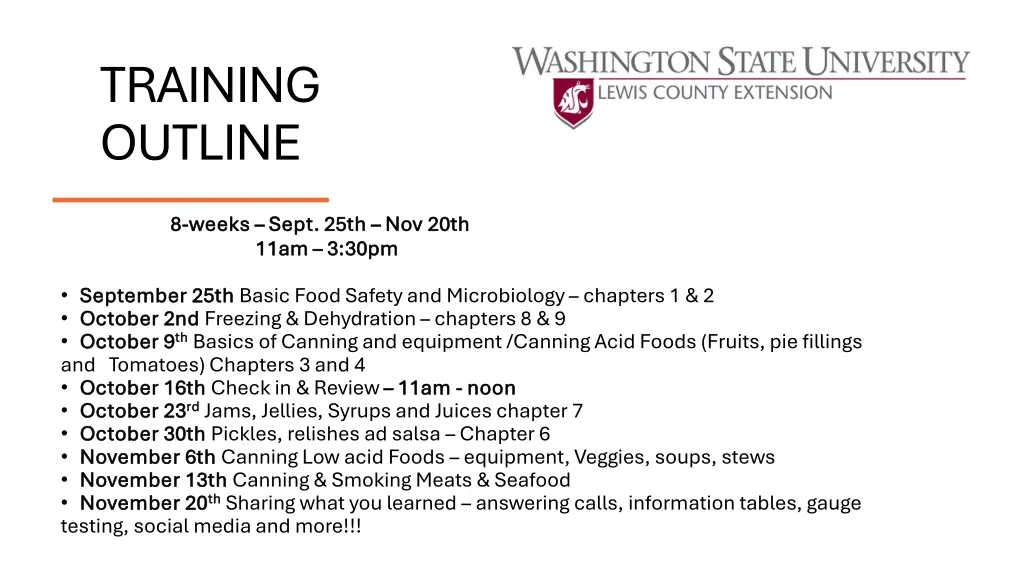 training outline