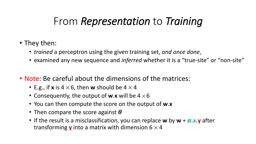 from representation representation to training 1