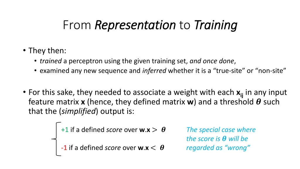 from representation representation to training