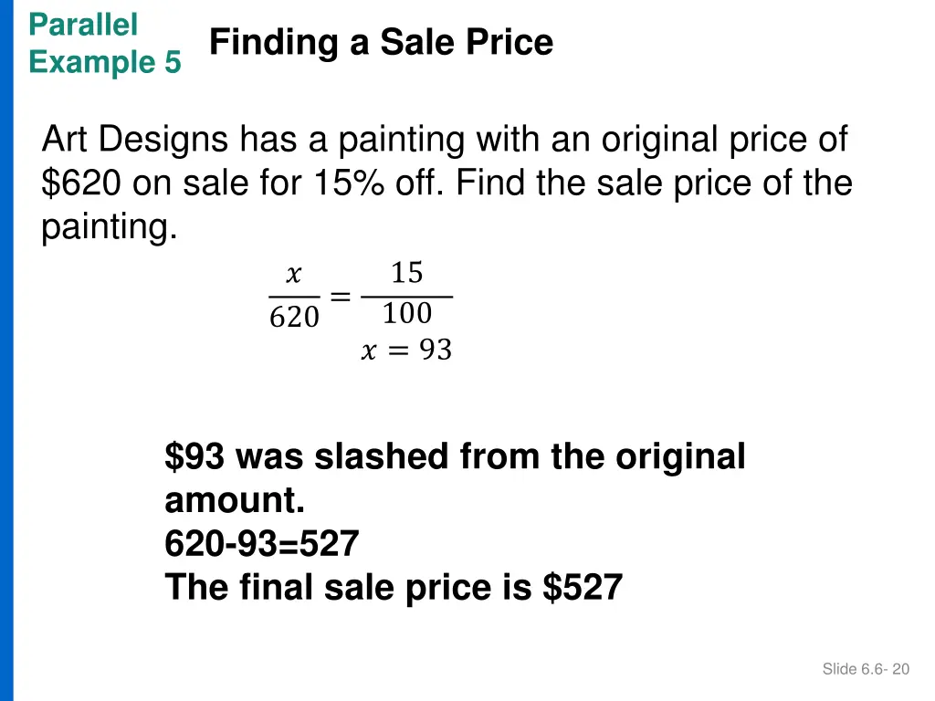 parallel example 5 finding a sale price