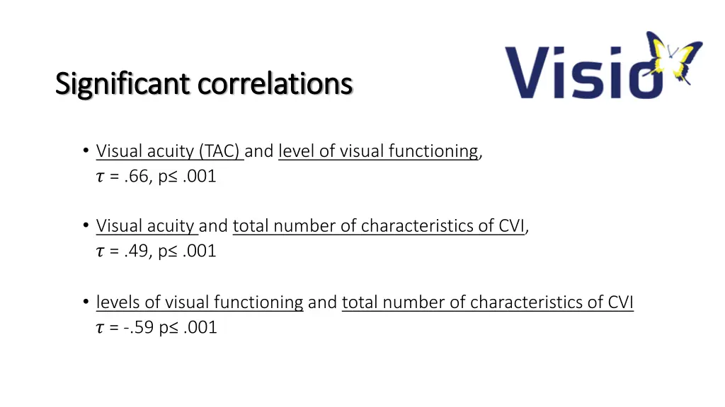 significant significant correlations correlations