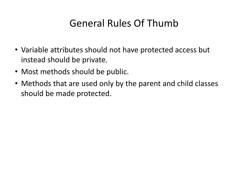 general rules of thumb