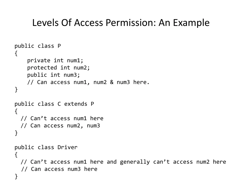 levels of access permission an example