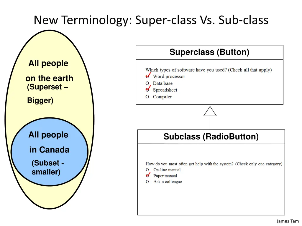 new terminology super class vs sub class