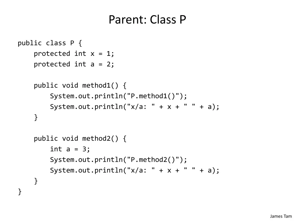 parent class p