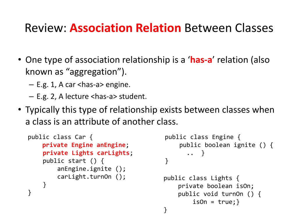 review association relation between classes