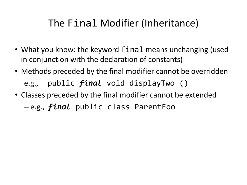 the final modifier inheritance