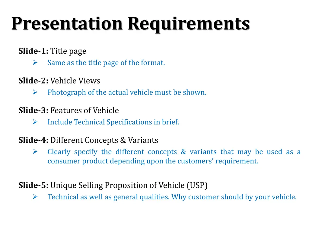 presentation requirements