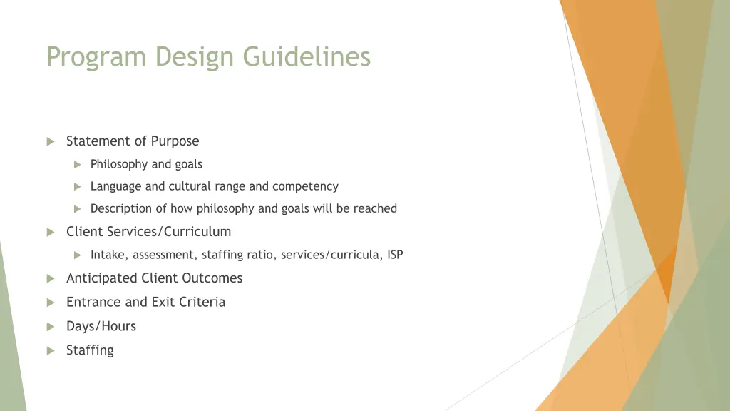 program design guidelines