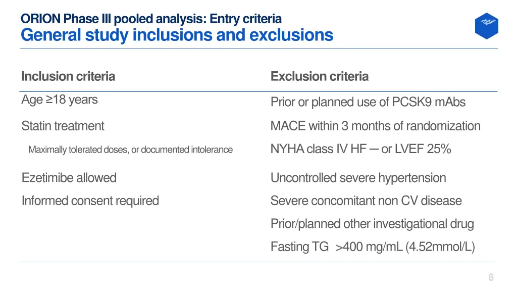 orion phase iii pooled analysis entry criteria