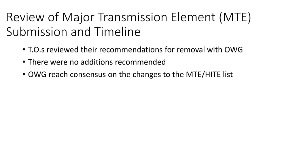 review of major transmission element